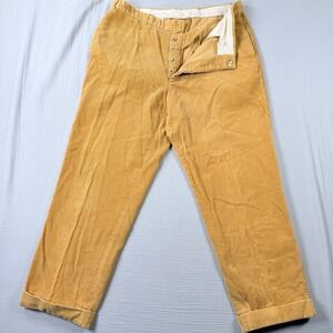 Vintage Hackett London Corduroy Button Fly Trousers Mens Sz 38 Yellow Gold 36x27